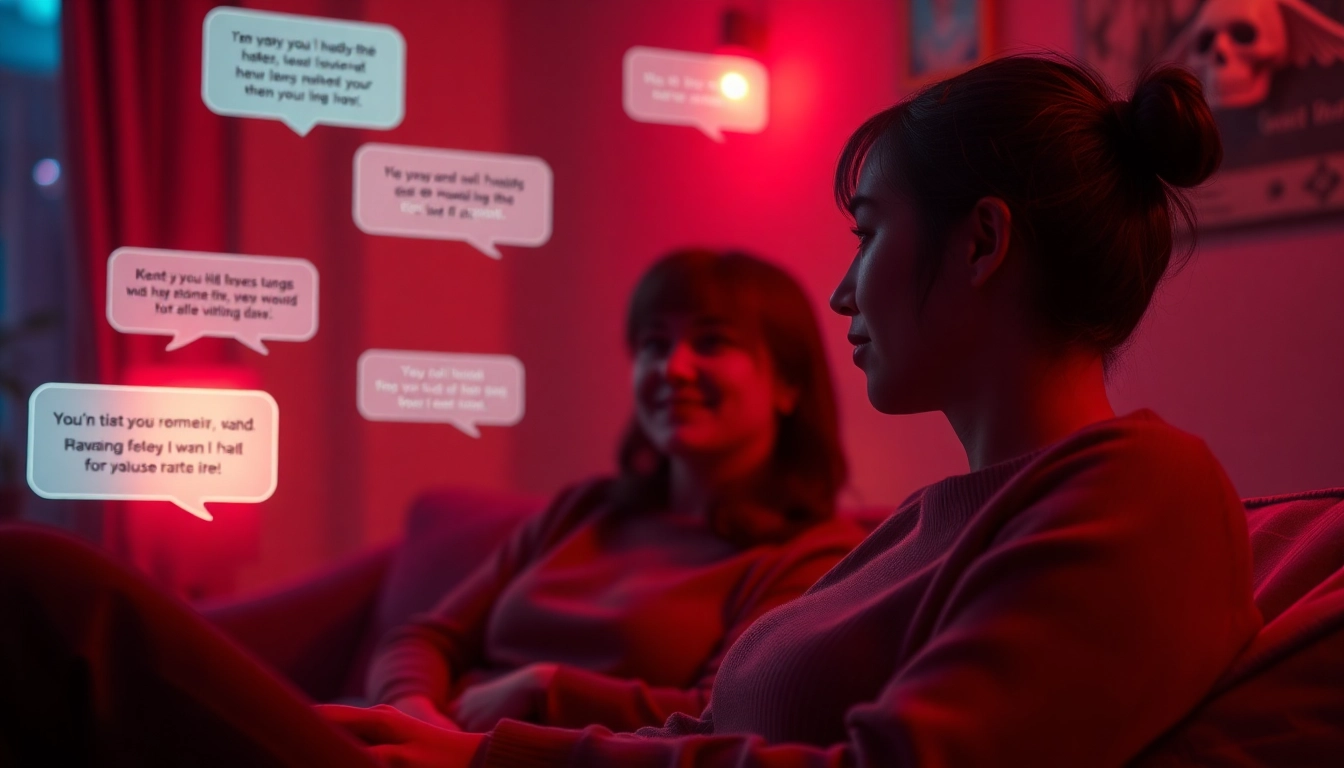 Engaging interaction in ai sex chat free with playful AI avatars in a cozy chat environment.