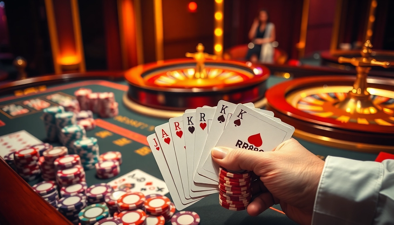 Experience the thrill of winning with RR888 poker cards in a vibrant casino setting.