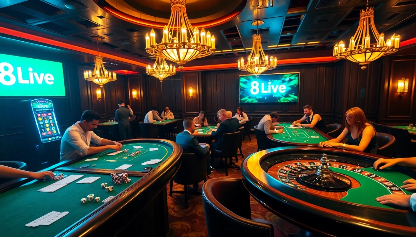 Experience the excitement of gambling at 8Live's luxurious casino atmosphere.