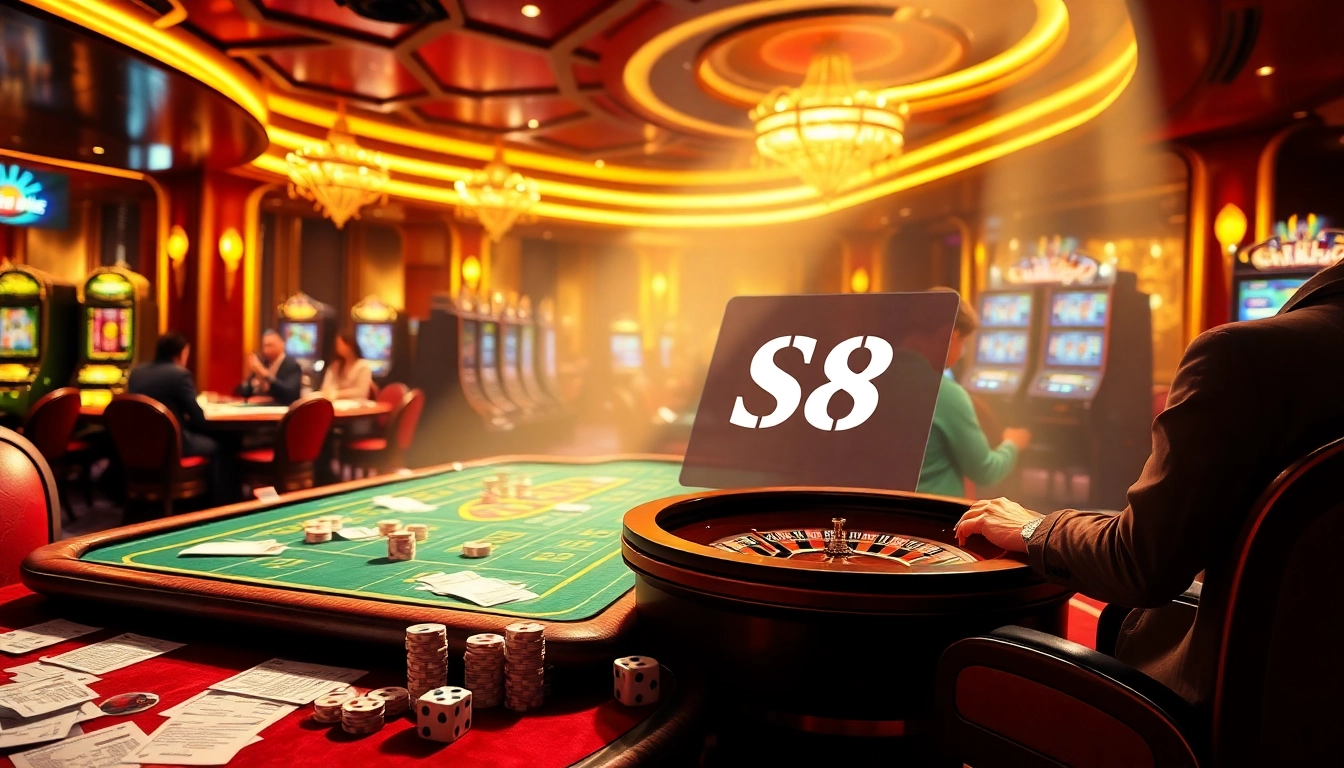 Engaged players enjoying games at Nhà cái S8, highlighting a vibrant casino atmosphere.