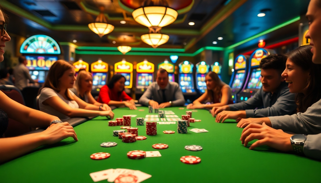 Experience the thrill of poker at https://789f.spot/ with vibrant chips and cards on an elegant casino table.